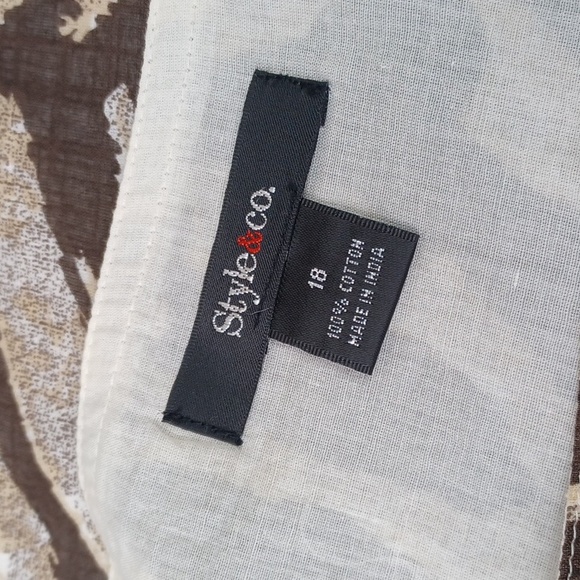 STYLE & CO Brown Tan & Cream Zebra Print 100% Cotton Summer Skirt SZ 18 NWT - Picture 8 of 14